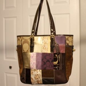Coach Brown/Purple/Gold Patchwork Purse